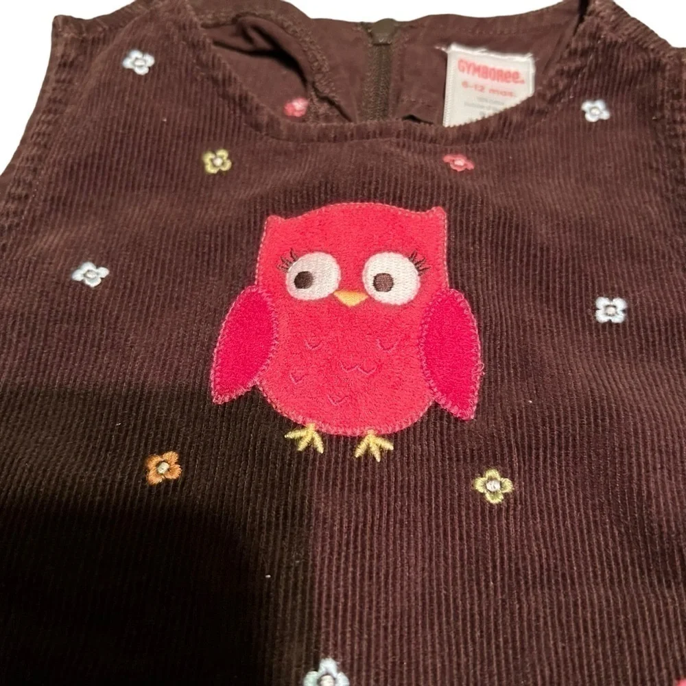 Gymboree corduroy owl jumper dress 6-12 months baby
